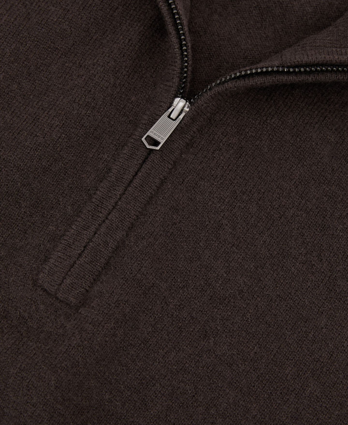 Мужской свитер REISS Royal Half-Zip Regular-Fit Cashmere, цвет: Шоколадный меланжевый — фото 4