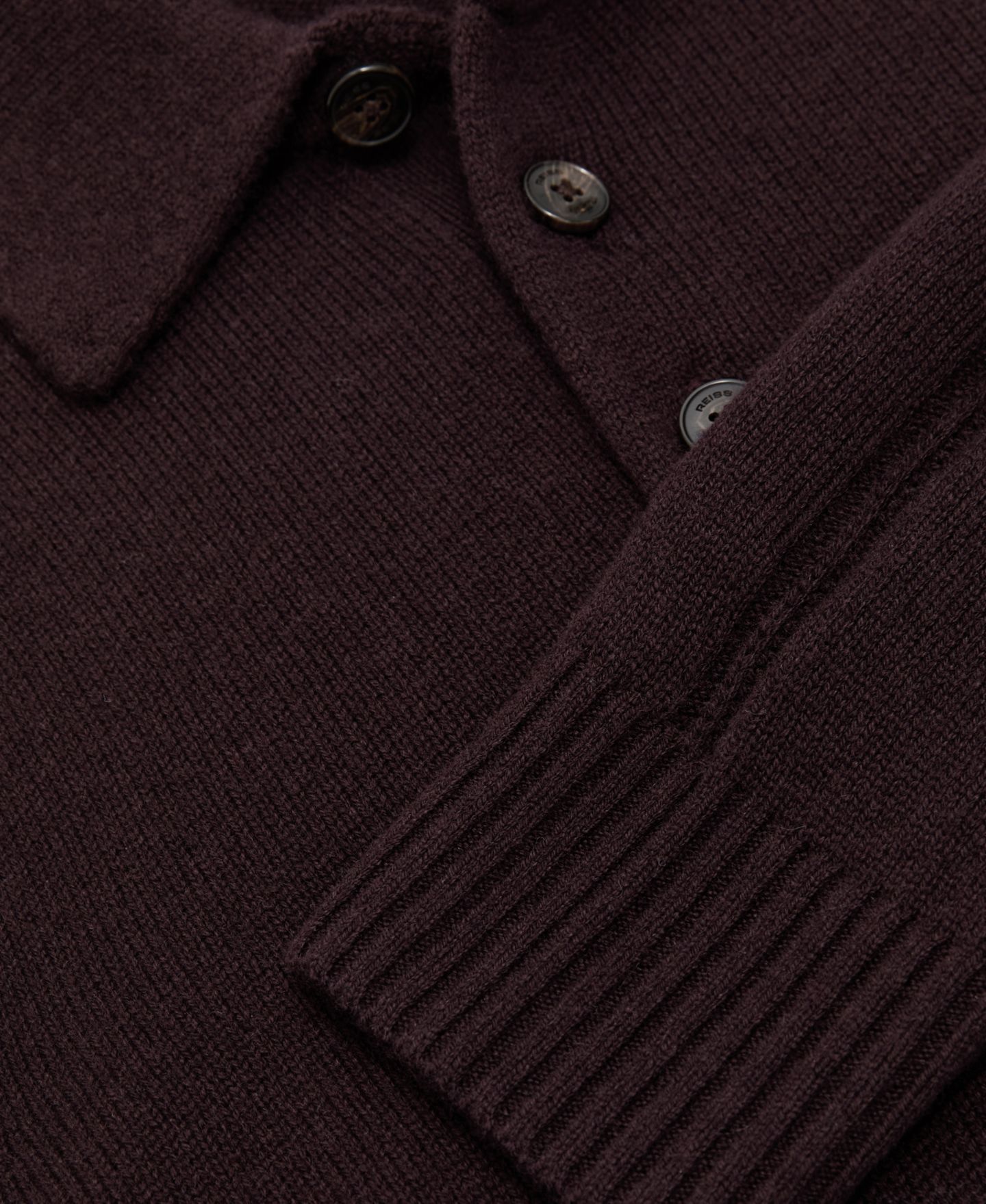 Мужской свитер REISS County Long-Sleeve Half-Button, цвет: Бордо — фото 3
