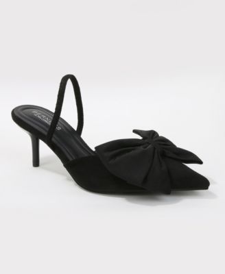 Julissa Faux Suede D'Orsay Slingback Pumps with Oversized Bow Accent