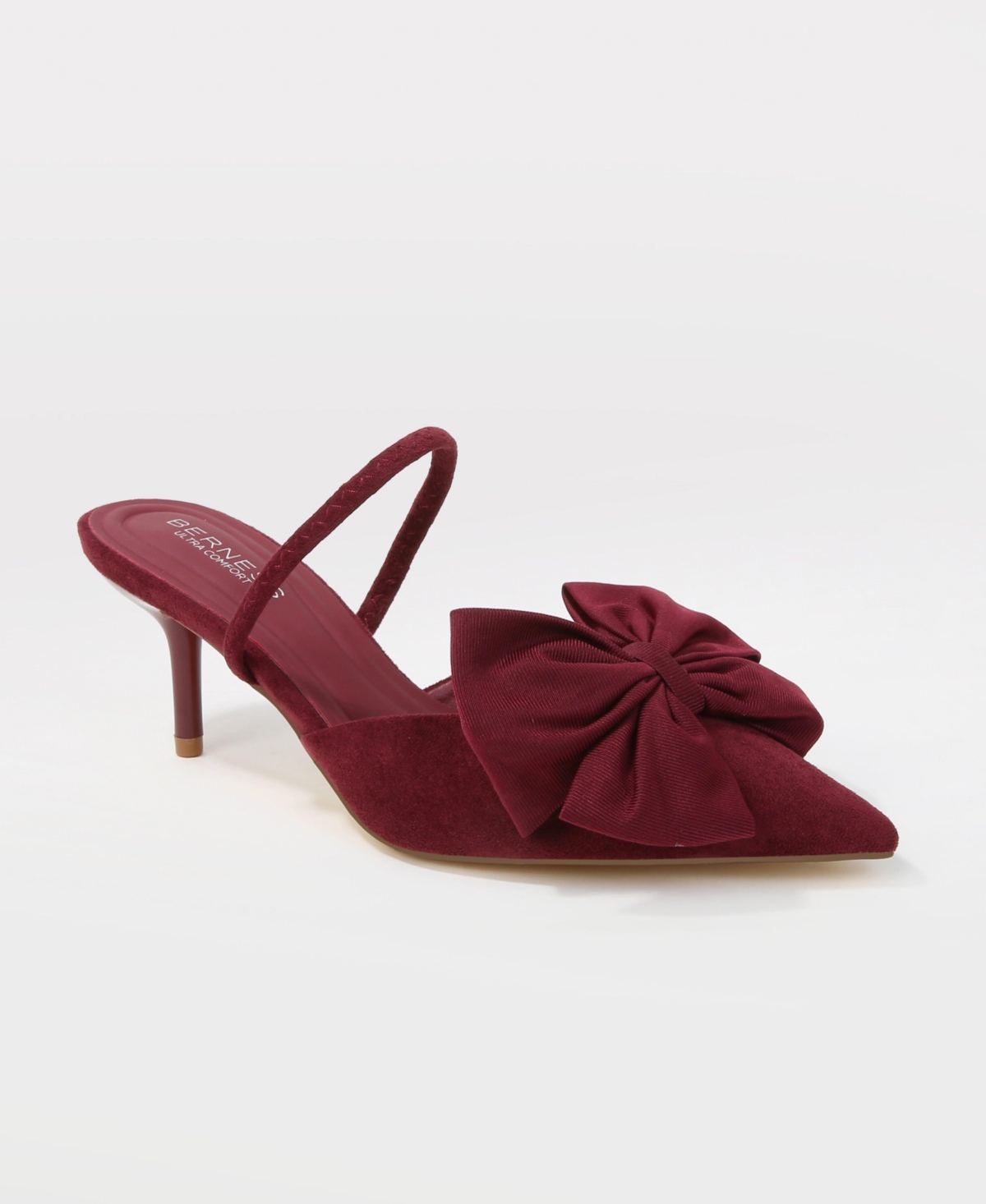 Berness Julissa Faux Suede D'Orsay Slingback Pumps with Oversized Bow Accent - Wine