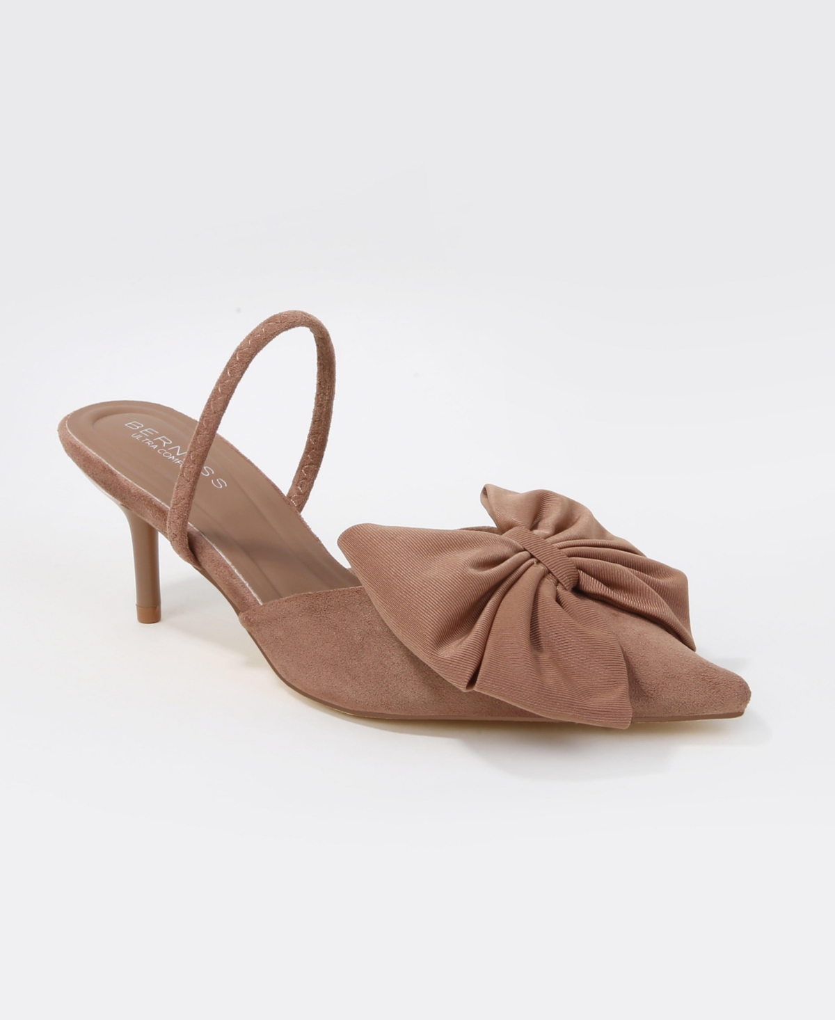 Berness Julissa Faux Suede D'Orsay Slingback Pumps with Oversized Bow Accent - Taupe