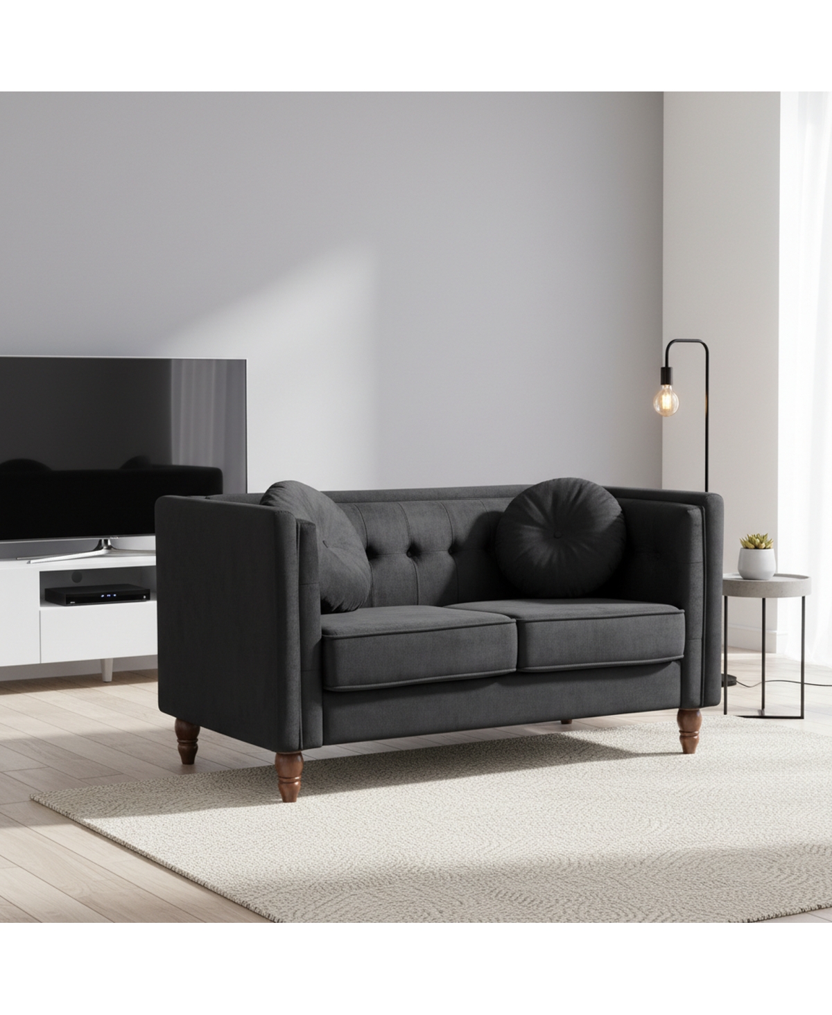 Streamdale Furniture Chesterfield Velvet 2-Seater Loveseat with Button Tufting