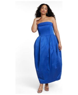 Women's Strapless Pleated-Bubble Maxi Dress