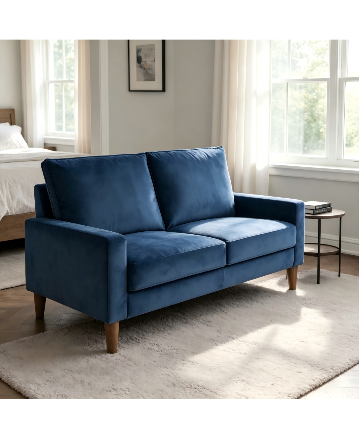 Streamdale Furniture Modern Minimalist Velvet Loveseat Sofa