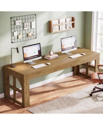 78.7" Two Person Desk, Farmhouse Extra Long Office Desk