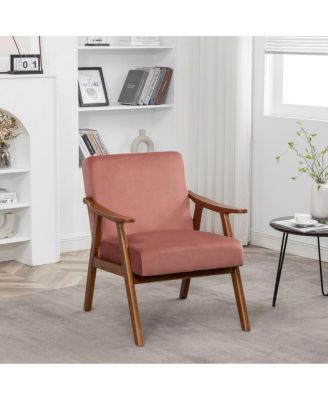 Velvet Accent Chair with Solid Wood Frame