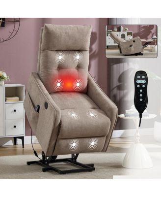Chenille Power Lift Recliner with Massage and Heat