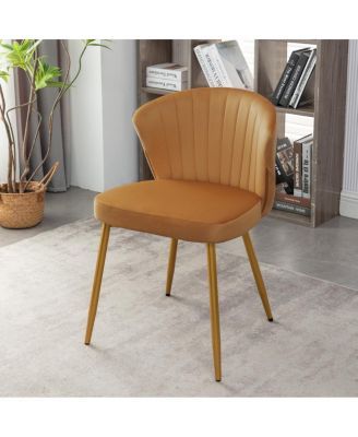 Modern Velvet Channel Tufted Armless Accent Chair with Legs