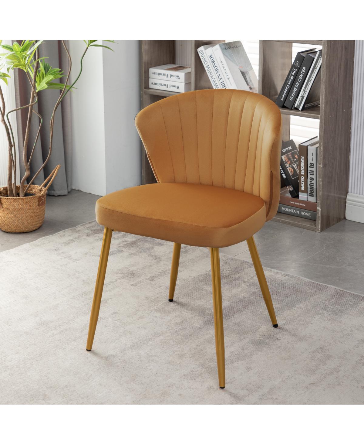 Streamdale Furniture Modern Velvet Channel Tufted Armless Accent Chair with Legs - Brick yellow