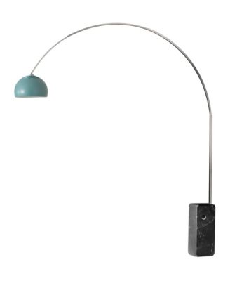 Iconic Arc Lamp - Satin Nickel, Marble Base, Half Dome  Shade, Dimmable
