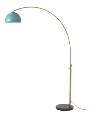 Half Dome 92"H 1-Light Arc Lamp, Pool Shade, Weathered Brass Dimmable, for Living Room or Bedroom