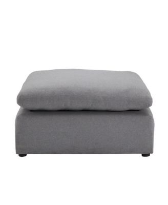 Linen Weave Fabric Ottoman With Down Feather Seat Cushion