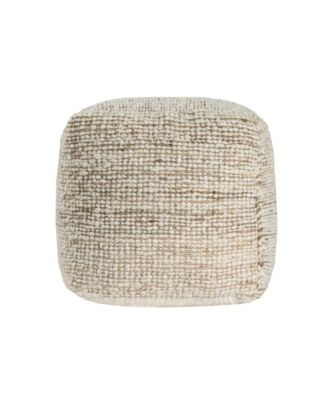 18 Inch Cotton Wool And Jute Striped Pouf Ottoman