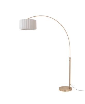 Scallop 92" Arc Lamp - Weathered Brass, Steel Base, Linen Shade, Dimmable, Bulb Included