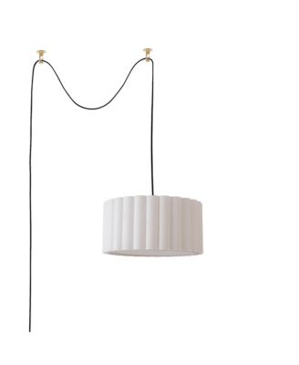 Swag Lamp, Scallop Medium Shade, Weathered Brass, for Living Room or Bedroom