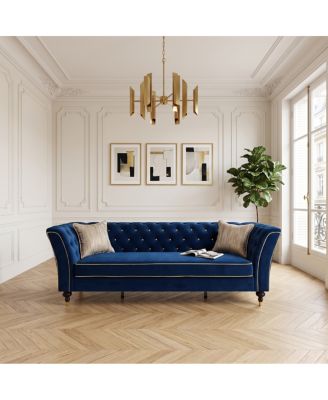 Luxury Tufted 3-Seat Traditional Sofa with Rolled Arms