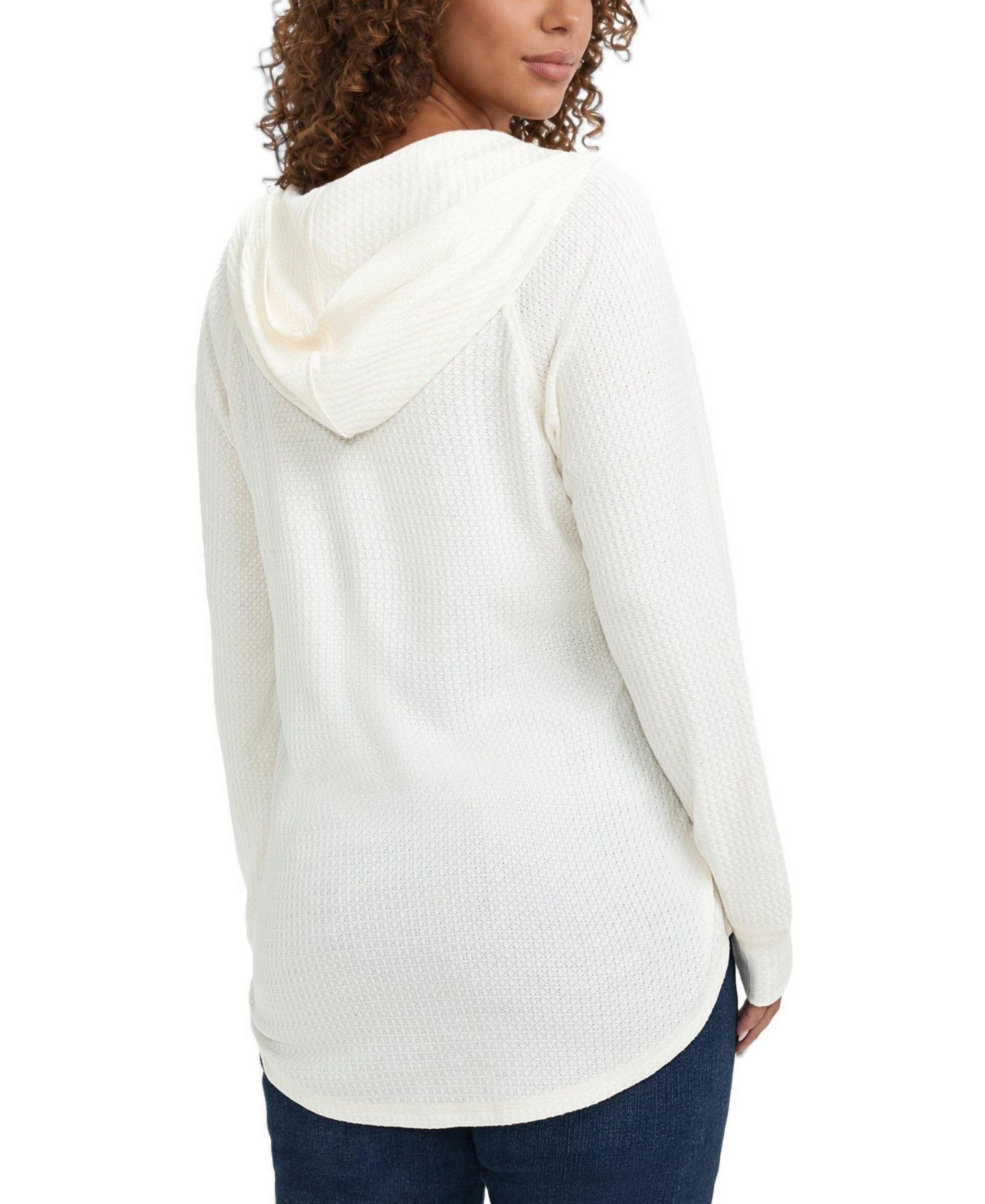 Женское худи Torrid Plus Size Waffle Varsity Snap-Button, цвет: Белый — фото 3