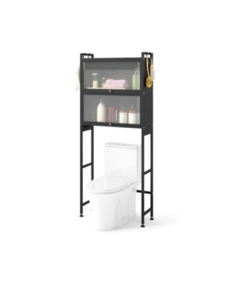 Space-Saving Over-the-Toilet Storage Cabinet with Flip-Up Doors