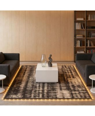 Reversible Outdoor Rug, PP, Non-woven Fabric, Plastic Construction, Includes a 44.3' LED string for a unique, warm