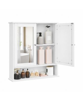 25.6 in Wide Wall Mounted Bathroom Cabinet with Mirror Door