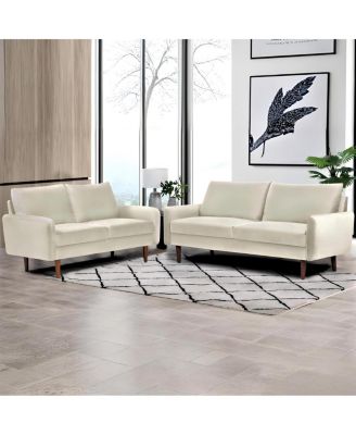 Kent 2-Piece Modern Velvet Sofa and Loveseat Set