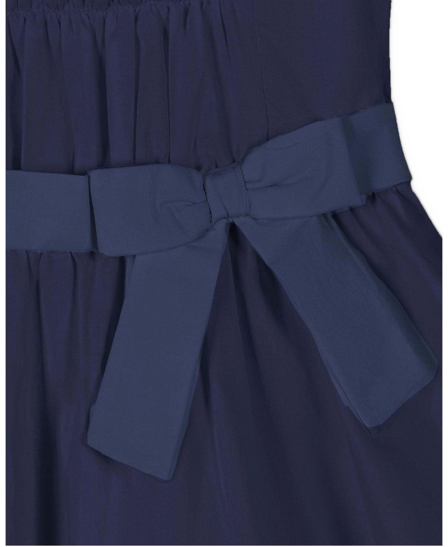 Платье Hope & Henry Puff-Sleeve Tiered A-Line Organic Cotton Dress для девочек, цвет: Тёмно-синий — фото 3
