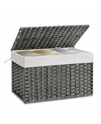 27.7 Gal Woven Storage Basket with Lid and Handles