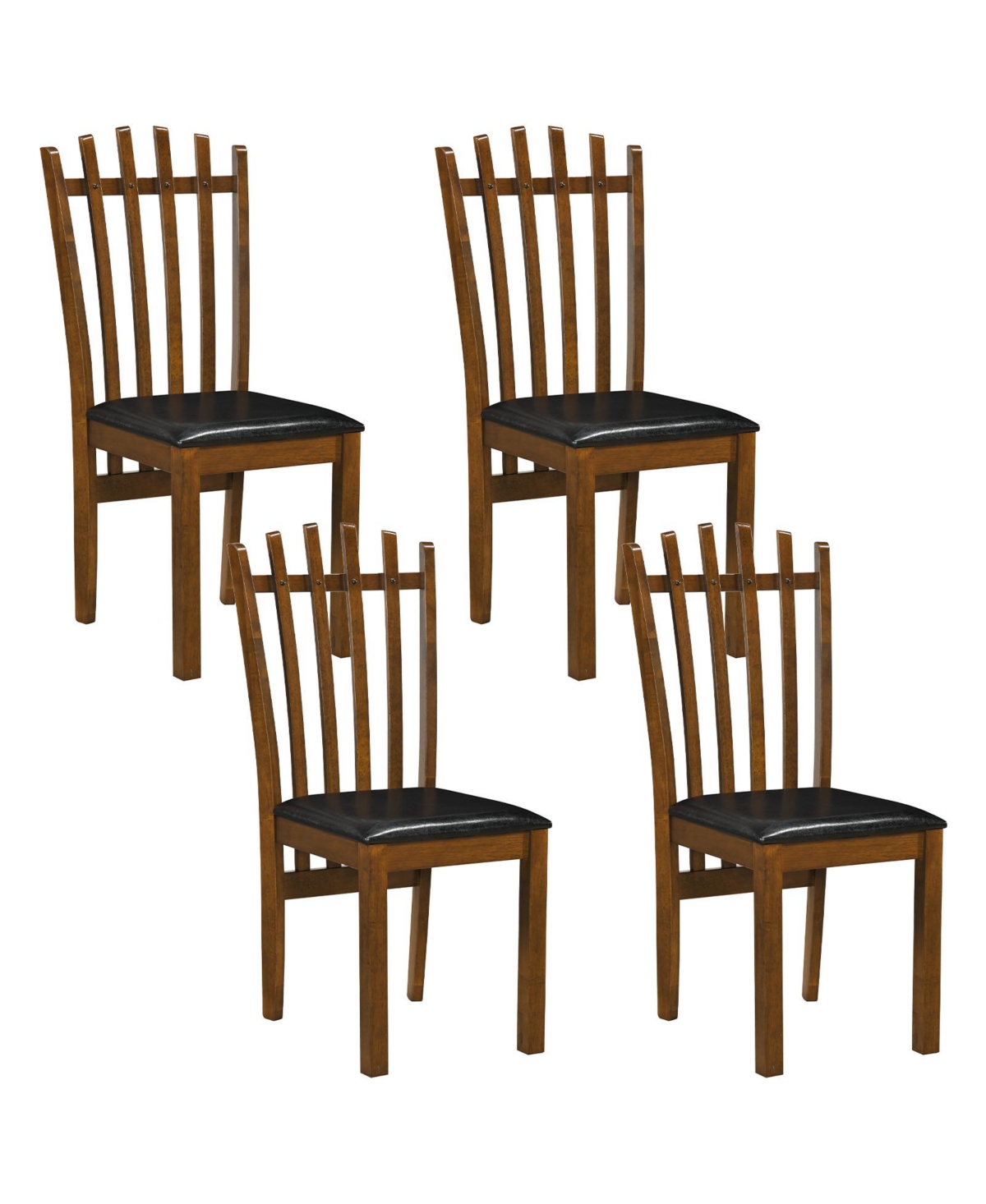 Costway Set of 2 Pu Leather Spindle Back Wooden Windsor Dining Chairs