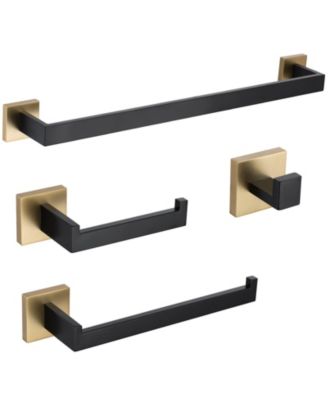 4 Piece Bathroom Hardware Set Towel Bar Holder Paper Hooks Wall Mount