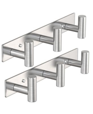 2 Pack Wall Mount Hook Rack Robe Bag Key Towel Hanger Organizer 3 Hooks Bathroom Hardware