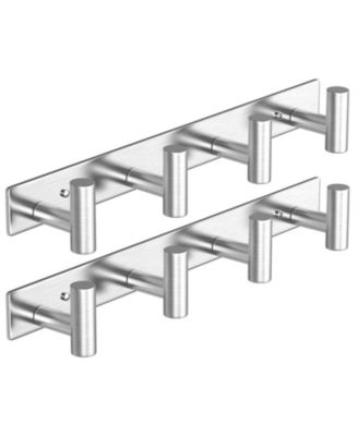2Pack Wall Mount Coat Rack with Hooks for Bathroom Hardware Organizer 4 Hooks