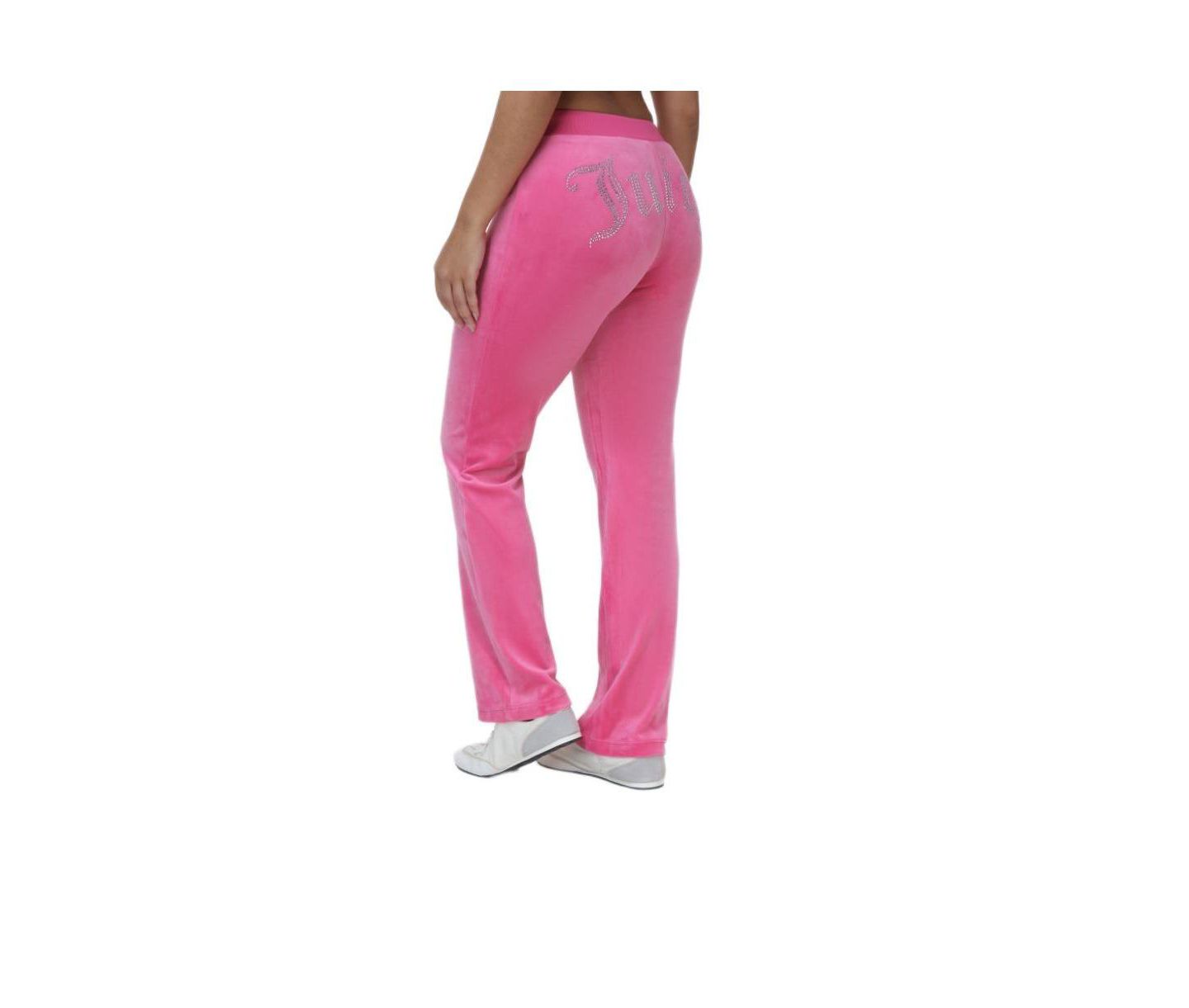 Женские спортивные брюки Juicy Couture с резинкой в рубчик и двойным декором, цвет: Нежно-розовый — фото 3