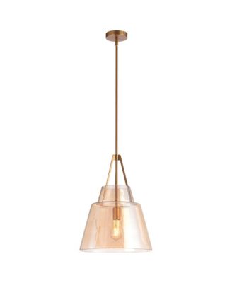  Amber Glass 1- Light Adjustable Pendant Light for Kitchen Island and Dining Room.