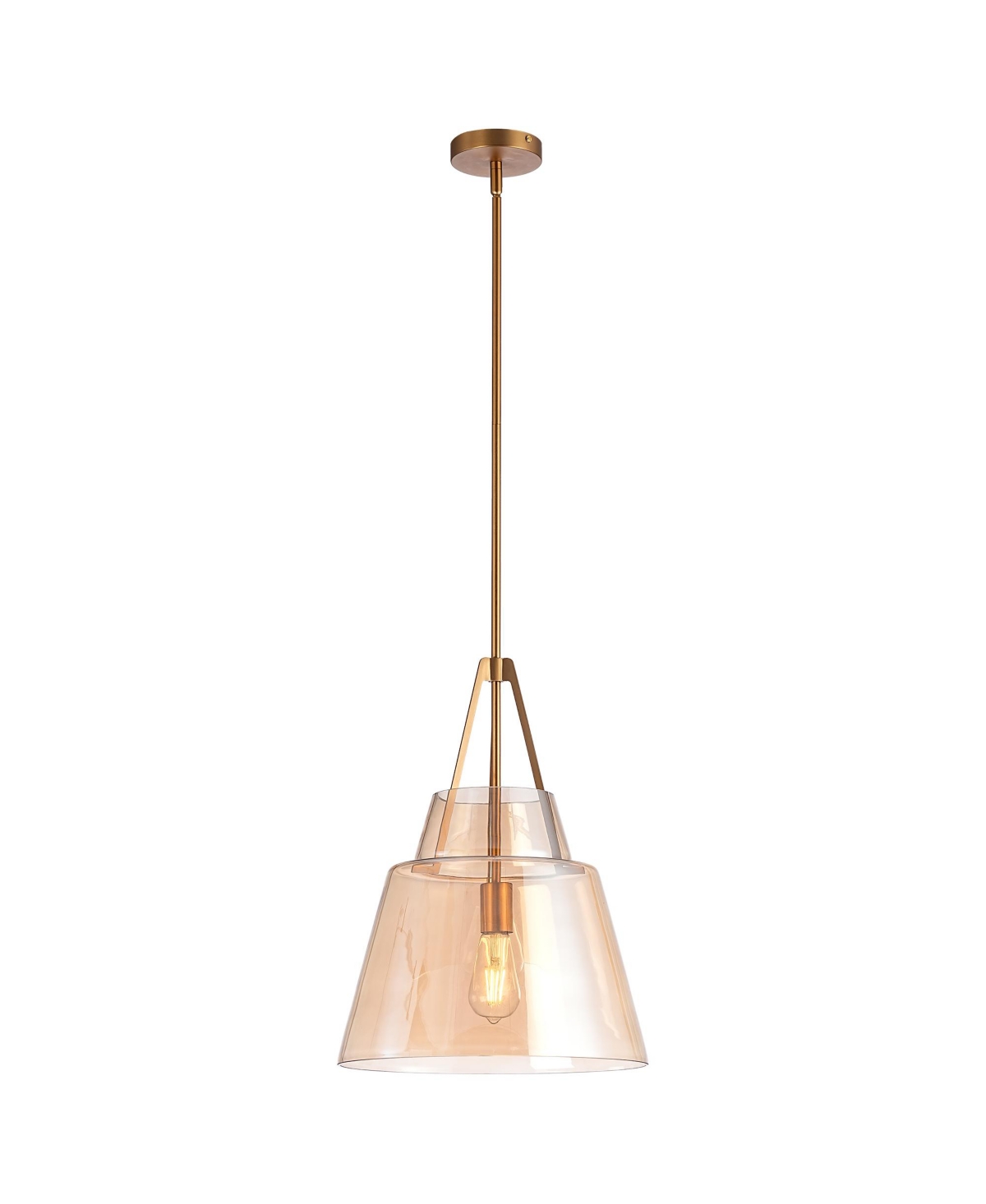Parrot Uncle Amber Glass 1- Light Adjustable Pendant Light for Kitchen Island and Dining Room. - Amber