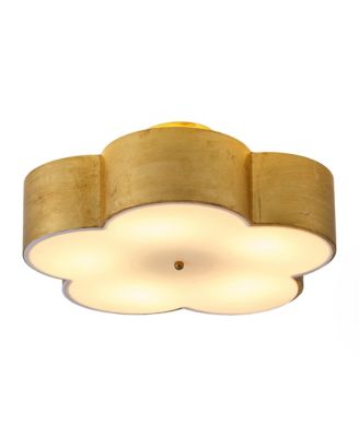 19 in. 5-Light Large Flower Vintage Gold Metal Semi-Flush Mount Ceiling Light