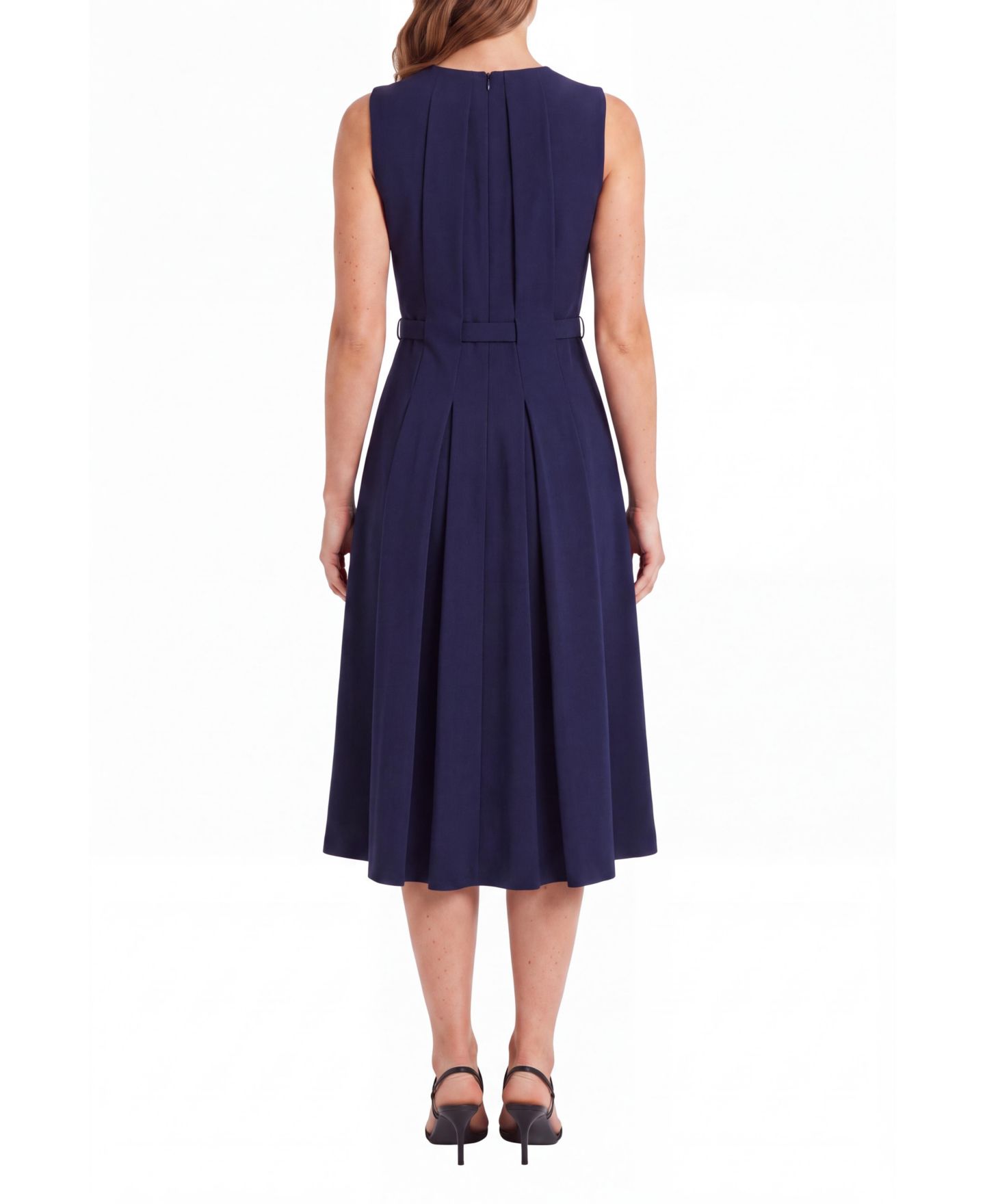 Женское платье Maggy London Sleeveless Pleated Fit & Flare Midi, цвет: Тёмно-синий — фото 4