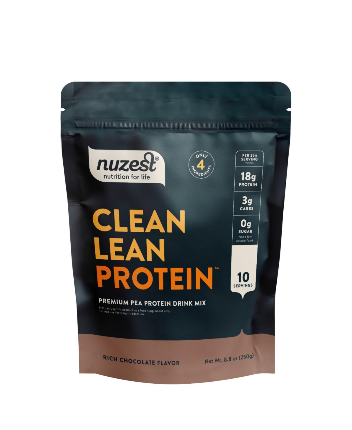 Nuzest Clean Lean Protein Pea Protein Powder, Rich Chocolate, 10 Servings with 18g Protein, 8.8oz