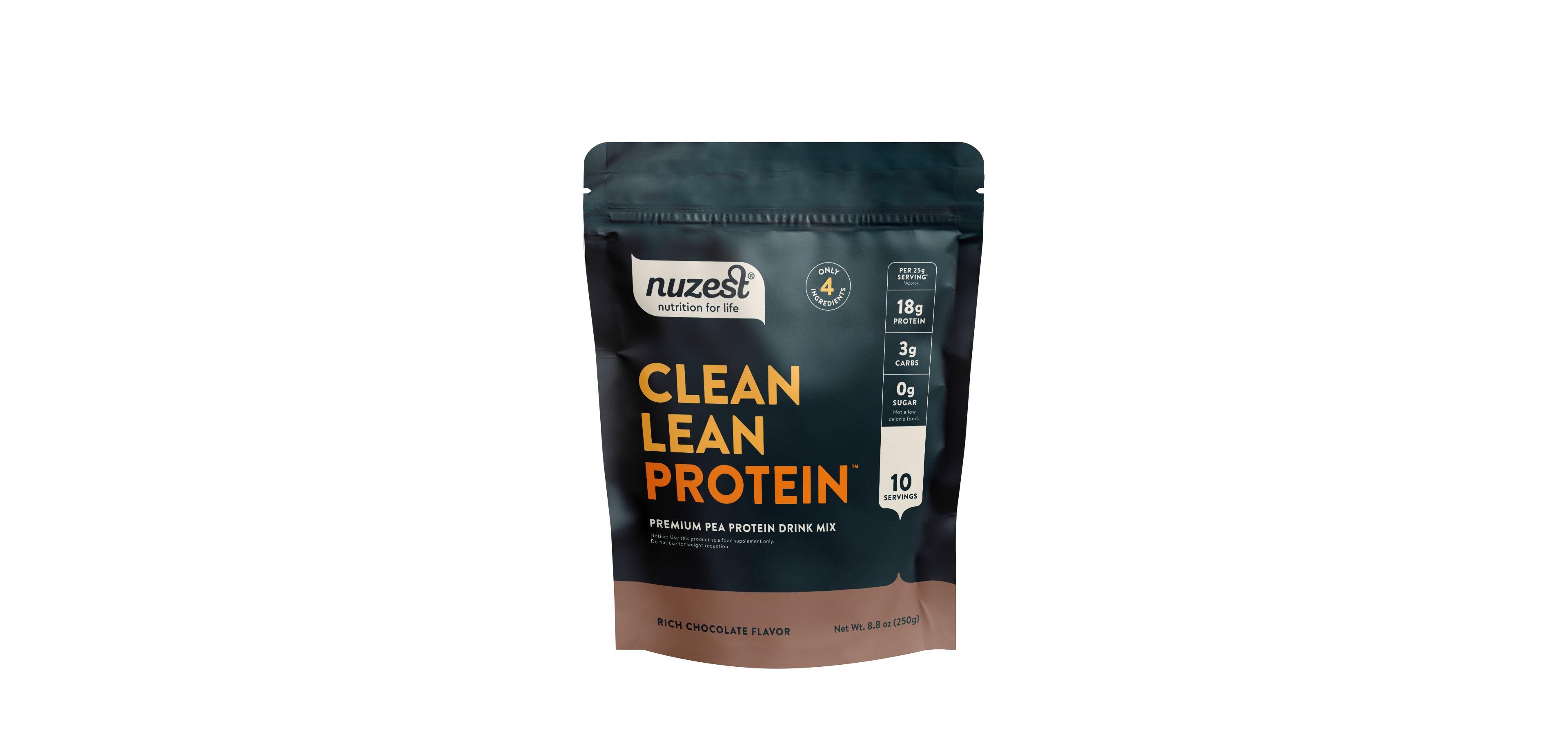 Nuzest Clean Lean Protein Pea Protein Powder, Rich Chocolate, 10 Servings with 18g Protein, 8.8oz