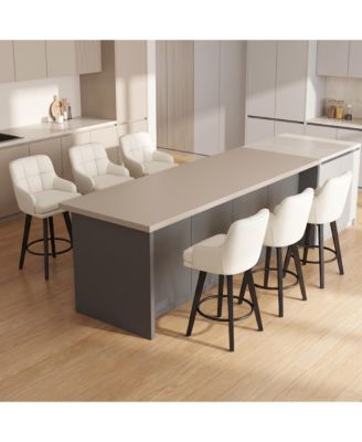 Swivel Bar Stools Set of 6, Upholstered PU Bar Chairs