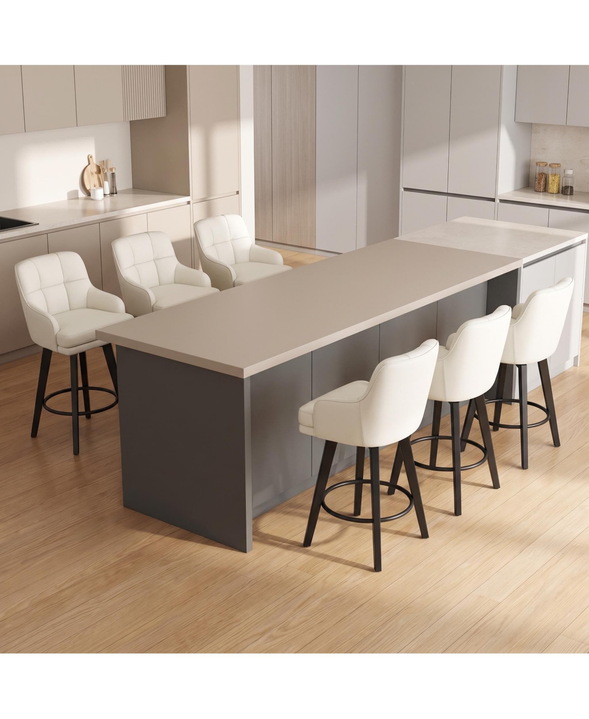 homfan Swivel Bar Stools Set of 6, Upholstered Pu Bar Chairs