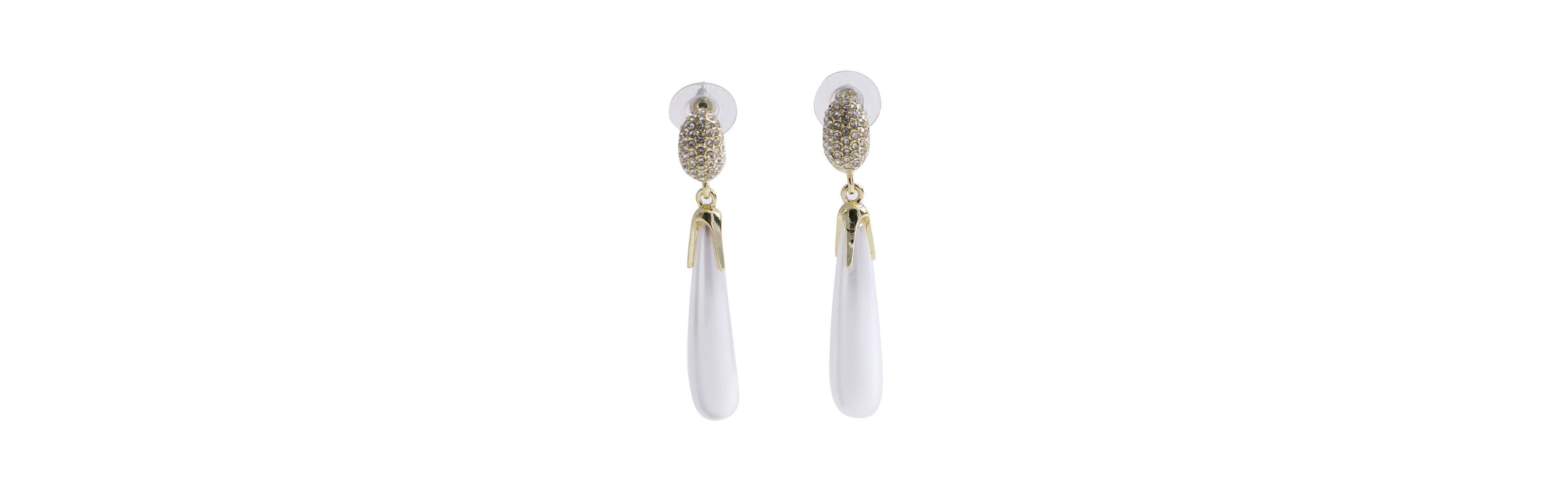 Sohi Women's White Imitation Pearl Drop Earrings