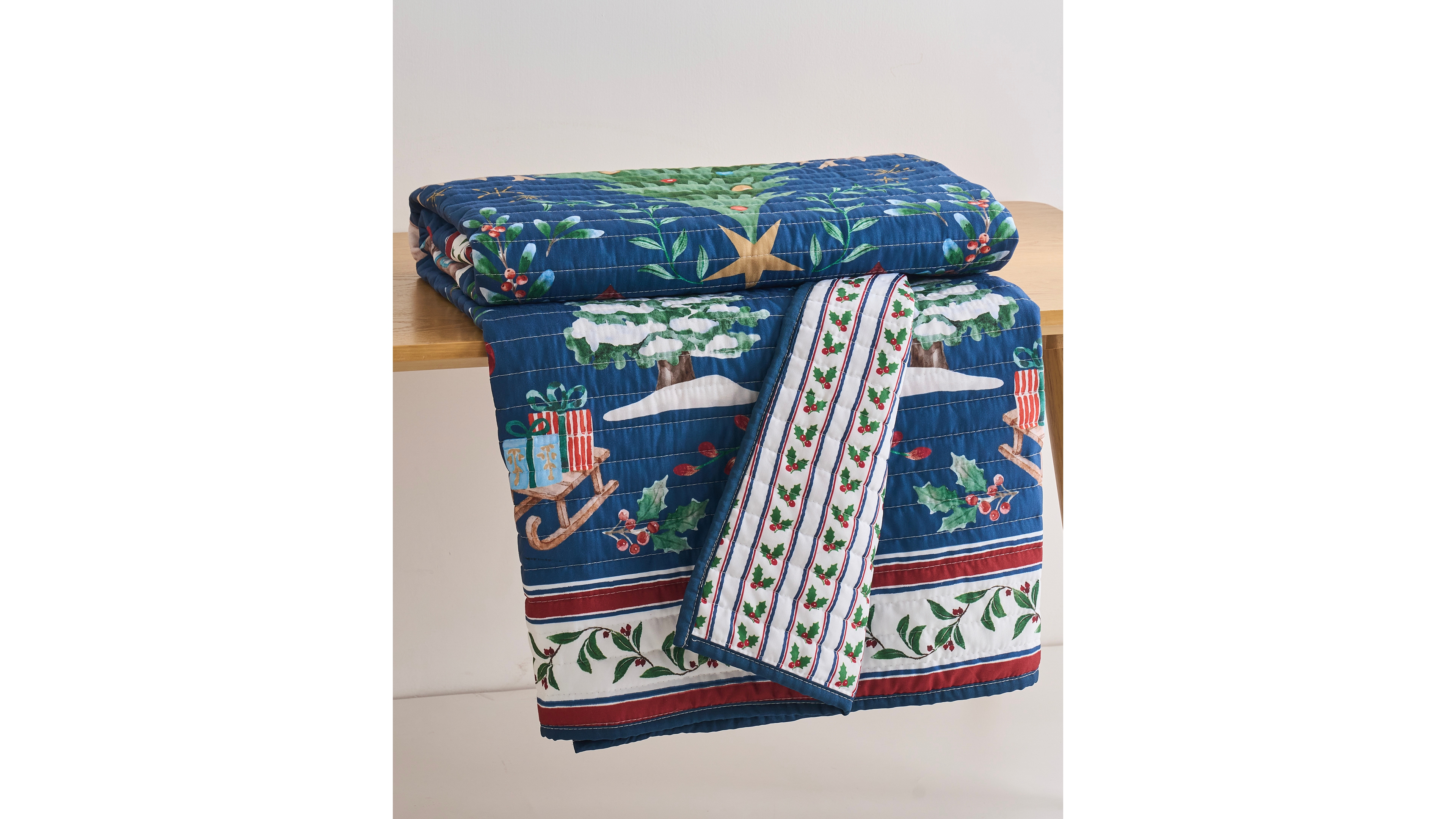 Levtex Home Christmas Cottage Reversible Quilted Throw, 50" x 60"
