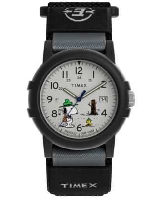 Unisex Quartz Peanuts Beagle Scout Black Fabric Watch 38mm