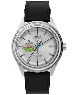 Men's Automatic Marlin Jet Black Leather Watch 38mm