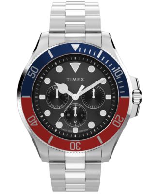 Men's Quartz Harborside Coast Silver-Tone Stainless Steel Watch 43mm
