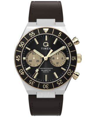 Men's Quartz Chronograph Brown Leather Watch 40mm