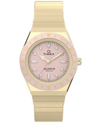 Women's Quartz Analog Q Timex Mini Gold-Tone Stainless Steel Watch 30mm
