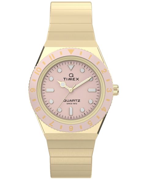Женские часы Timex Quartz Analog Q Mini Gold-Tone Stainless Steel 30mm