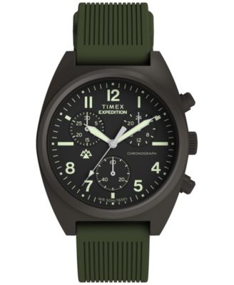 Men's Quartz Capstone Chronograph Green Silicone Watch 41mm
