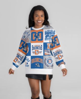 Women's White Denver Broncos Highlight Reel Repeat Premium Fleece Sweatshirt
